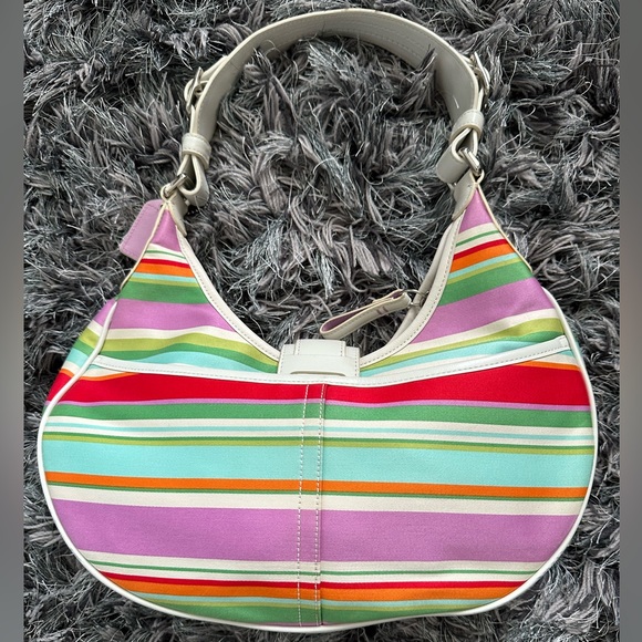 Coach Hamptons Multicolor Stripe Hobo Shoulder Bag - Picture 2 of 6